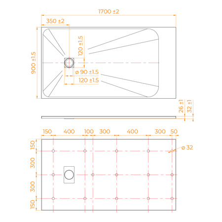 Душевой поддон (170х90) RGW TSS-W 553502917-01
